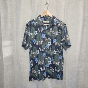 Tommy Bahama Floral Button Up Men's M 100% Silk Hawaiian Short Sleeve Casual